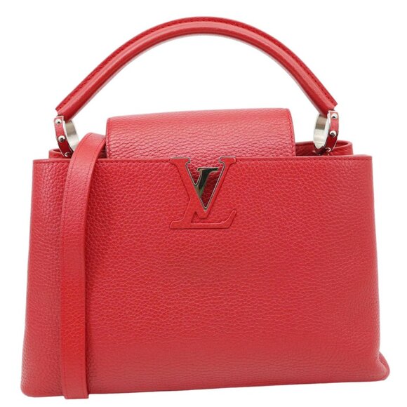 Louis Vuitton  Capucines MM Taurillon Leather Satchel Bag Red - Picture 1 of 15